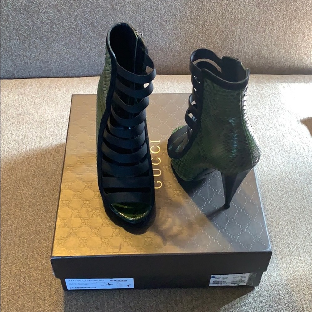 Gucci Olympia Python Open-Toe-Bootie